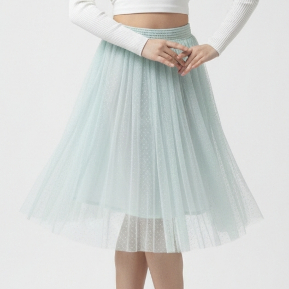 Arizona Skirt Mesh Midi Fairy Whimsigoth Angelcore Ballerina Blue Sequins S